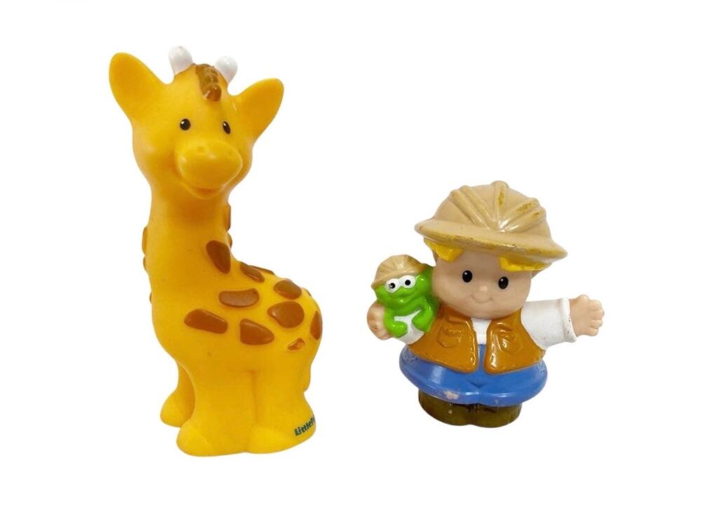 FISHER-PRICE LITTLE PEOPLE Safari Explorer Frog and Giraffe Figures Lot Zoo Toy